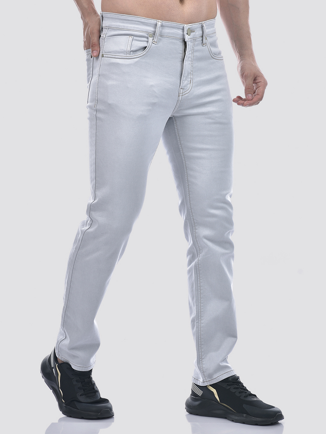 Numero Uno Men Solid Light Grey Jeans